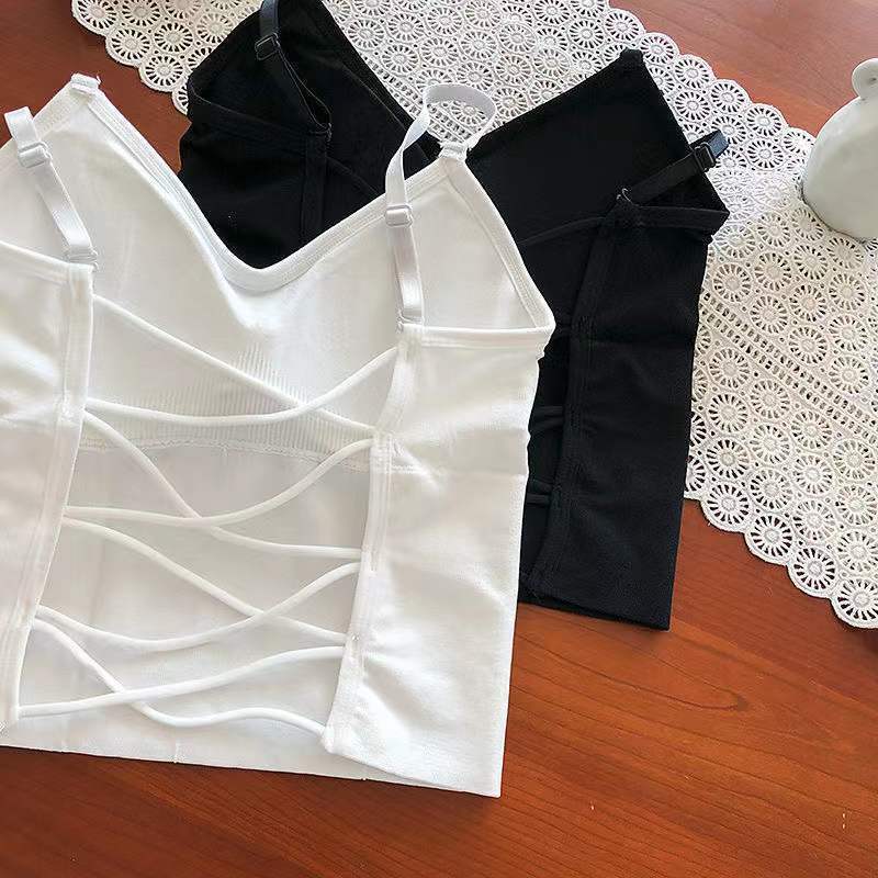 性感吊带背心女带胸垫网红百搭外穿纯色短款辣妹内搭打底抹胸上衣详情1