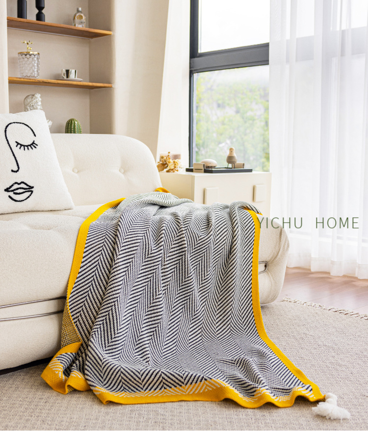 Nordic-style living room sofa blanket, knitted nap blanket, office autumn and winter air conditioning blanket, bed end cover blanket, car cover blanket pic 5