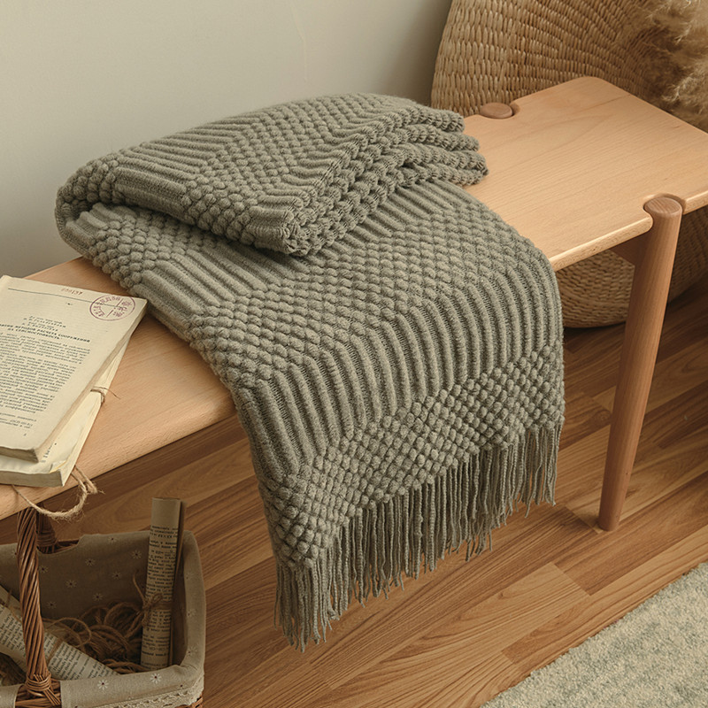 Cross-border knitted teak blanket cover blanket, casual sofa bed end blanket, sofa towel, office nap suitable for all four seasons details Picture
