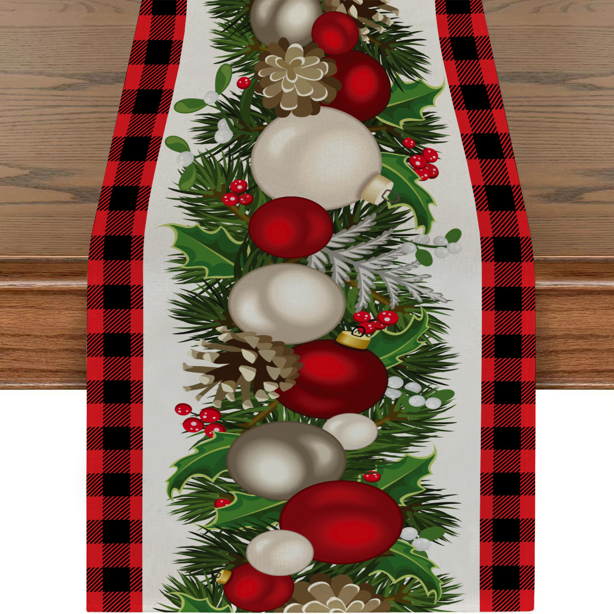 Cross-border bestsellers Christmas linen printed table flags, Western restaurant tablecloths, Nordic dining tables, Christmas snowman table flags details Picture