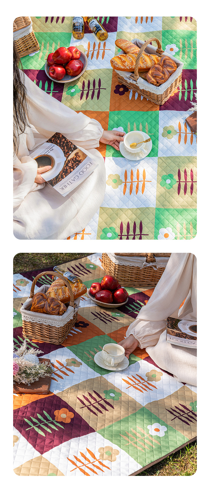 Outdoor camping picnic mat, spring outing photo background fabric, thickened waterproof Oxford fabric, ultrasonic foldable picnic mat pic 11