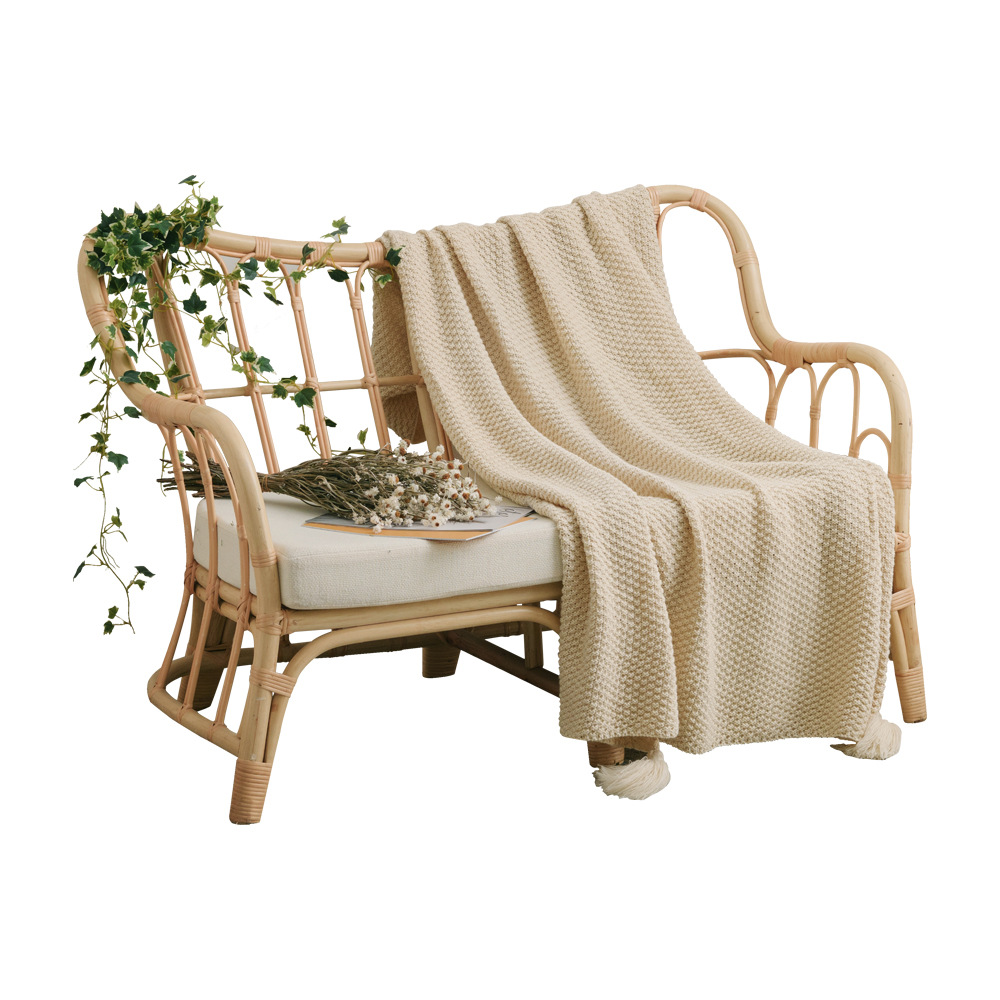 Nordic InS-style solid-color air conditioning blanket, shawl, cover blanket, bed tail scarf, homestay bed, decorative blanket, knitted sofa blanket Item Picture