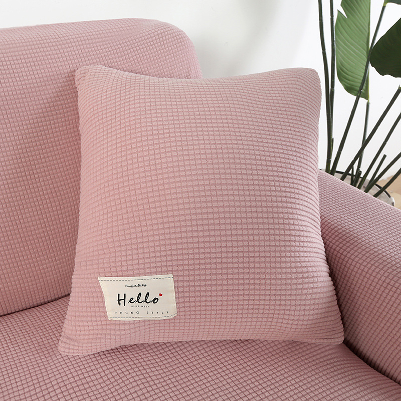 Single solid-color corn fluff pillowcase in stock, cross-border version, skin-friendly elastic cushion, dust-proof cover Item Picture