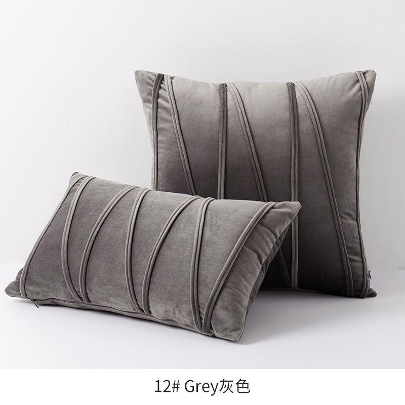 Velvet striped pillowcase 45*45cm, light luxury style decoration sample room sofa backrest cushion 30*50cm Item Picture