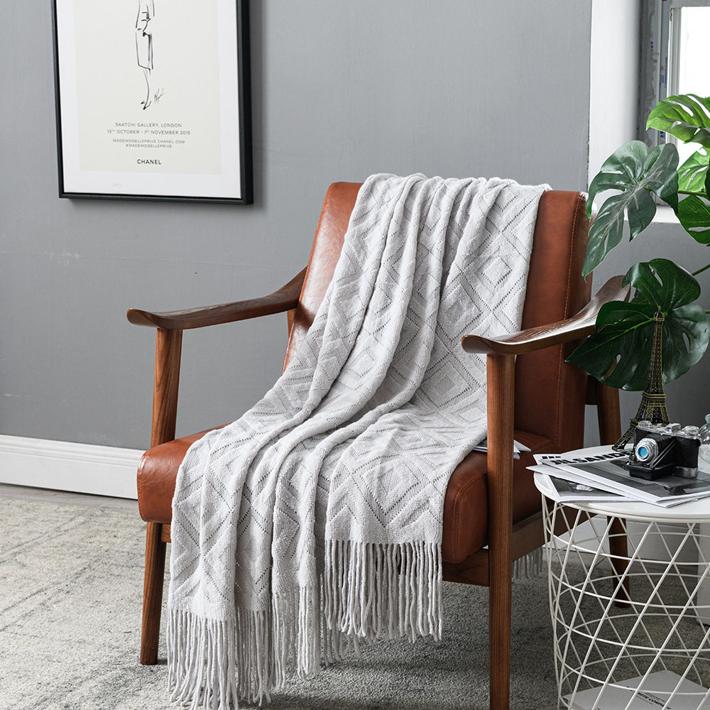 Cross-border Amazon sofa cover blanket bed tail flow Su blanket spring and summer air-conditioned knitted blanket office leisure nap blanket Specification image