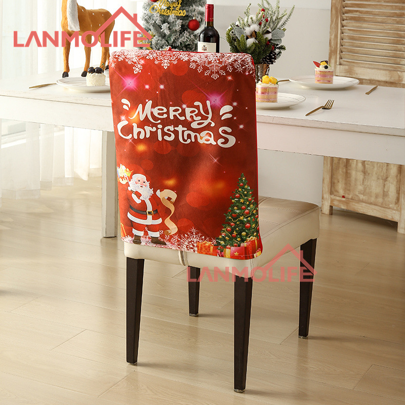 Wholesale of cross-border non-woven fabric Christmas chair covers, creative cartoon printed dining chair covers, festive atmosphere decorative chair covers Item Picture