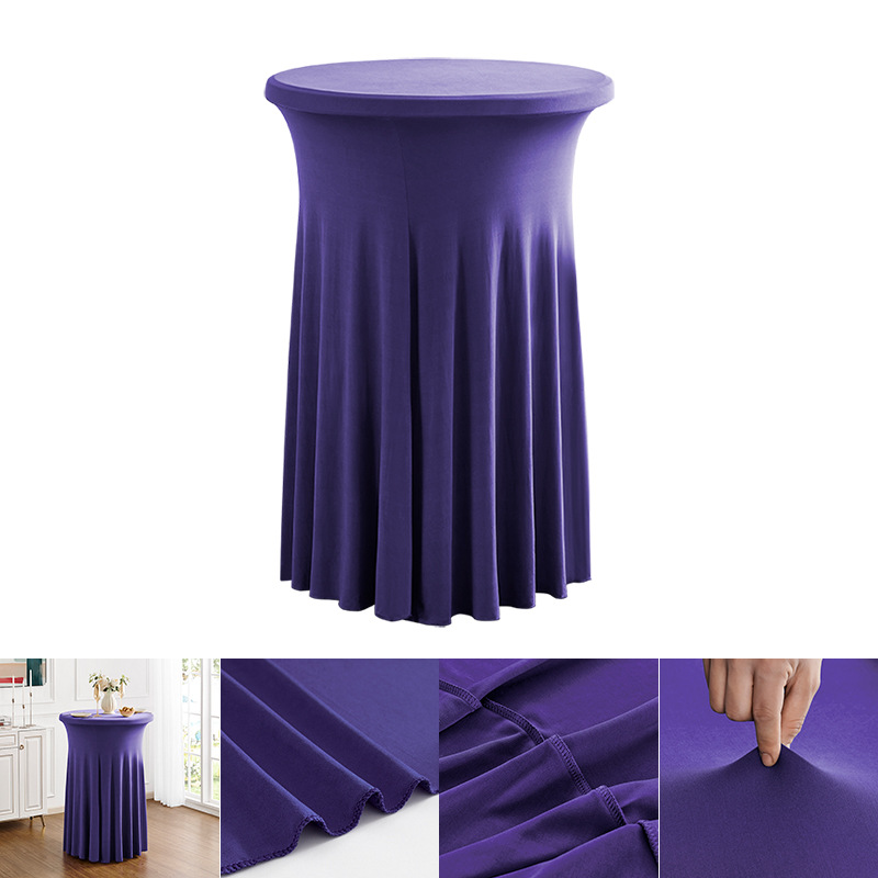 批发现代简约高级感红色商用会议鸡尾酒吧台套圆形太阳裙弹力桌套详情3