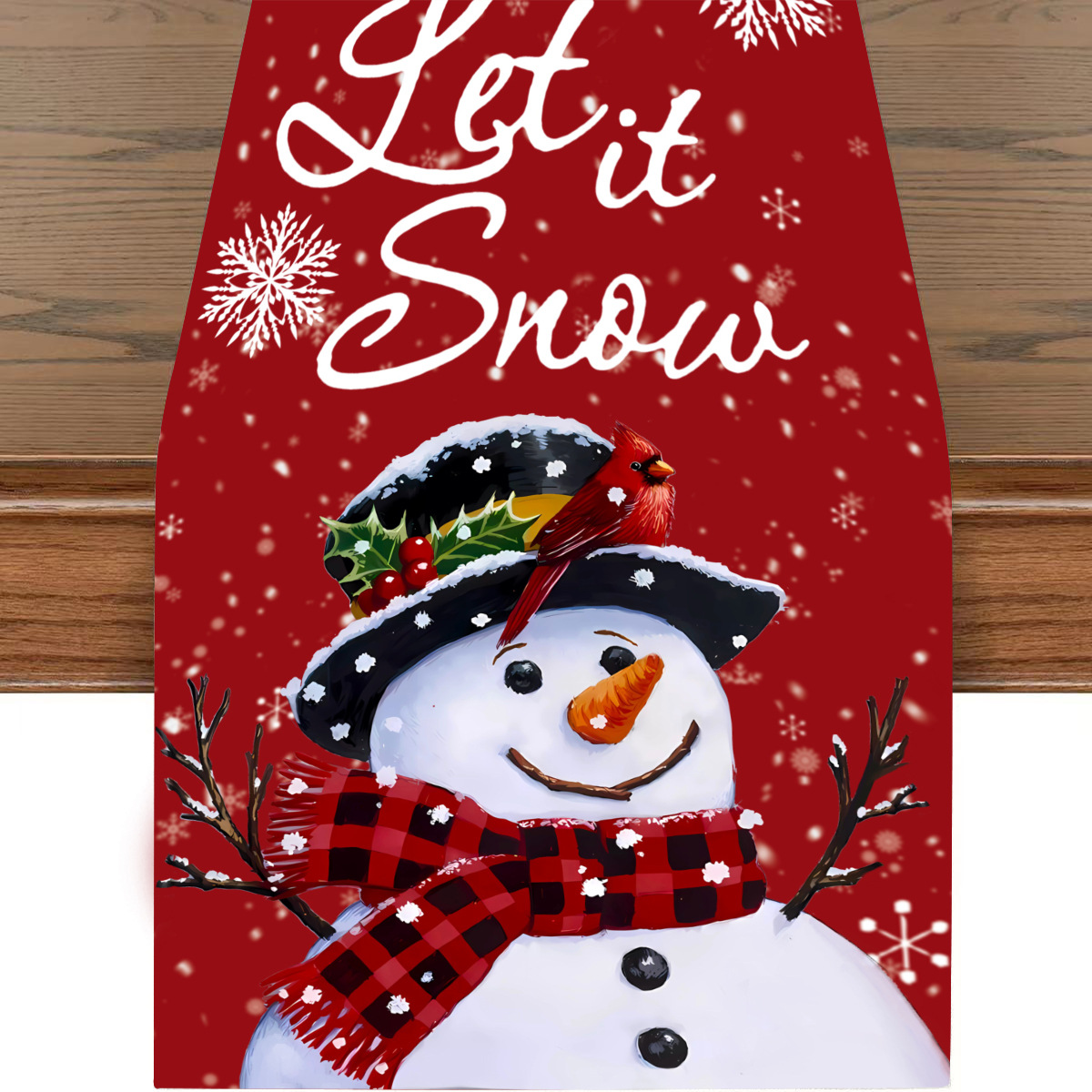 Cross-border bestsellers Christmas linen printed table flags, Western restaurant tablecloths, Nordic dining tables, Christmas snowman table flags