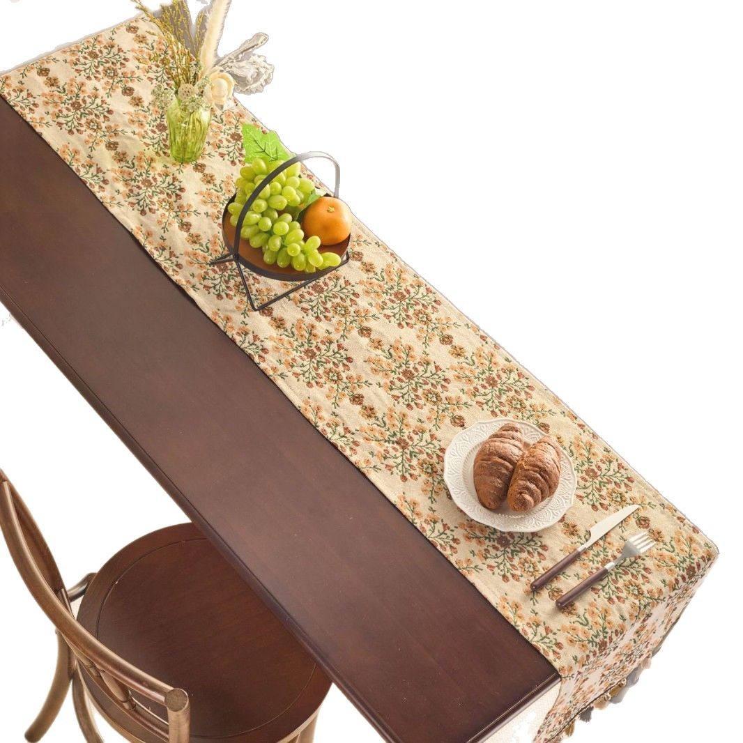 American retro-style table flag atmosphere decoration, table flag, jacquard tassel, coffee table, TV cabinet cover, dust-proof Application Scenario