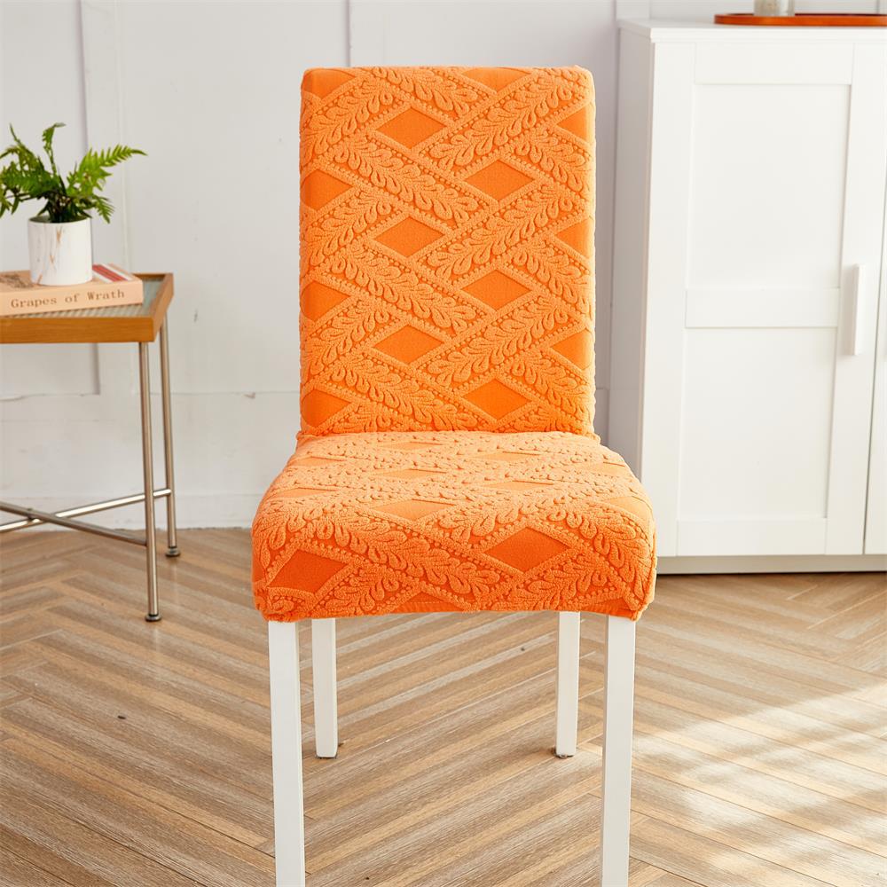 New cross-border chair cover, solid color jacquard velvet elastic dining chair cover, living room and dining room elastic multi-functional seat cover Item Picture