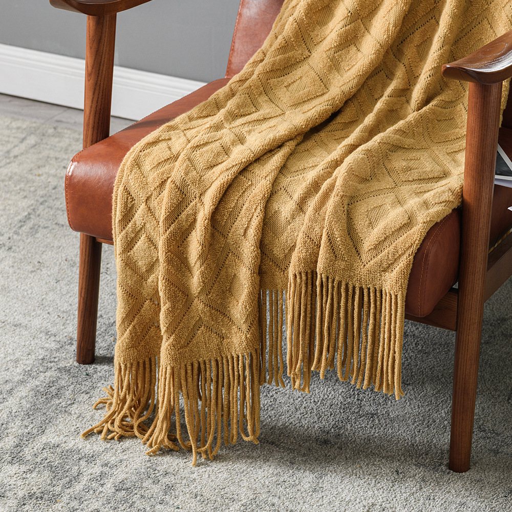 Cross-border Amazon sofa cover blanket bed tail flow Su blanket spring and summer air-conditioned knitted blanket office leisure nap blanket details Picture