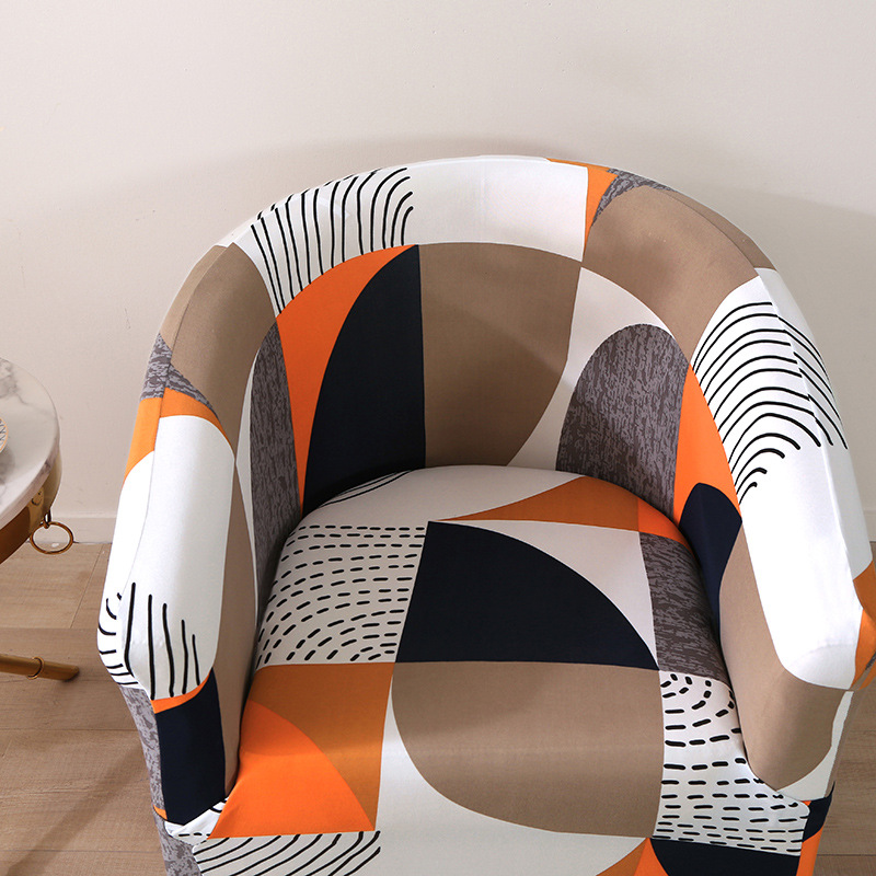 Elastic printed semi-circular sofa cover, fully enclosed semi-circular coffee shop chair cover, Internet cafe hotel sofa chair cover