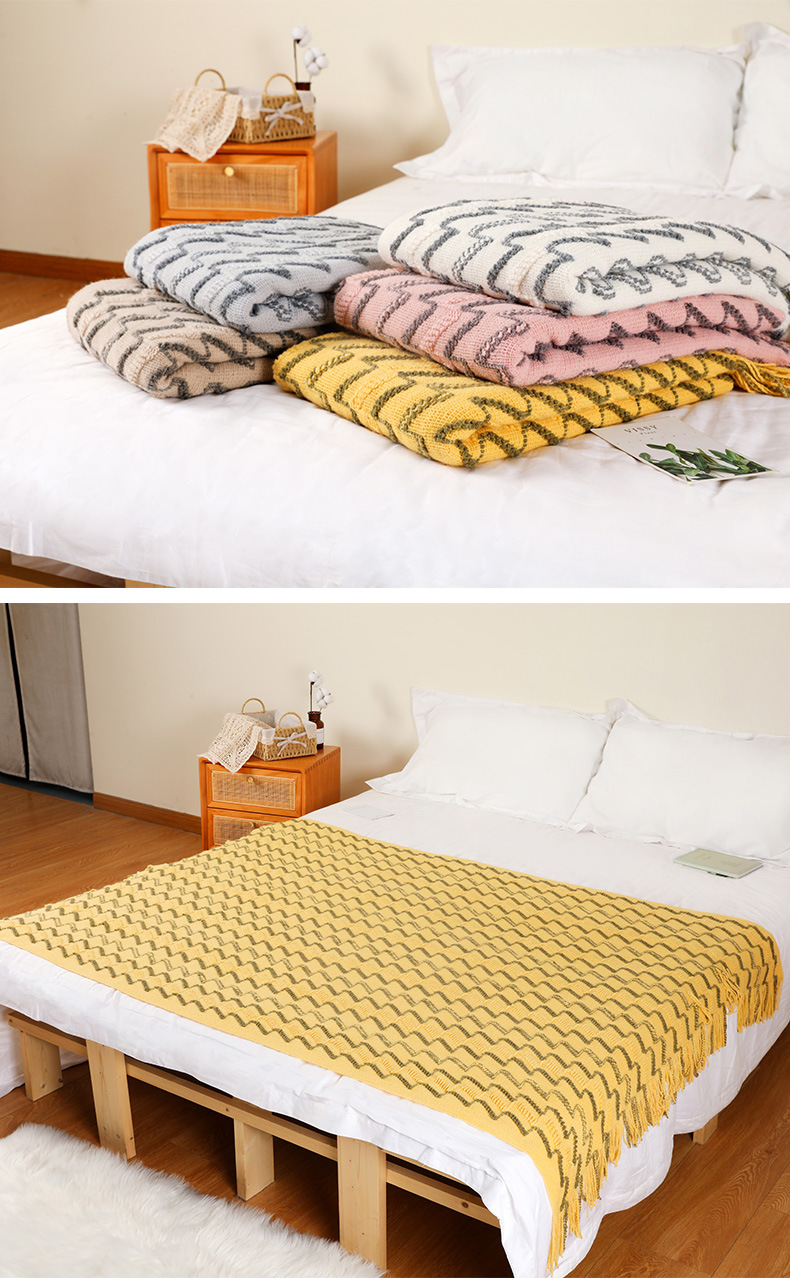 Sofa blanket, knitted blanket, Nordic sofa towel, cover fabric, fringed woolen blanket, air conditioning blanket, nap blanket, pillowbed blanket pic 6