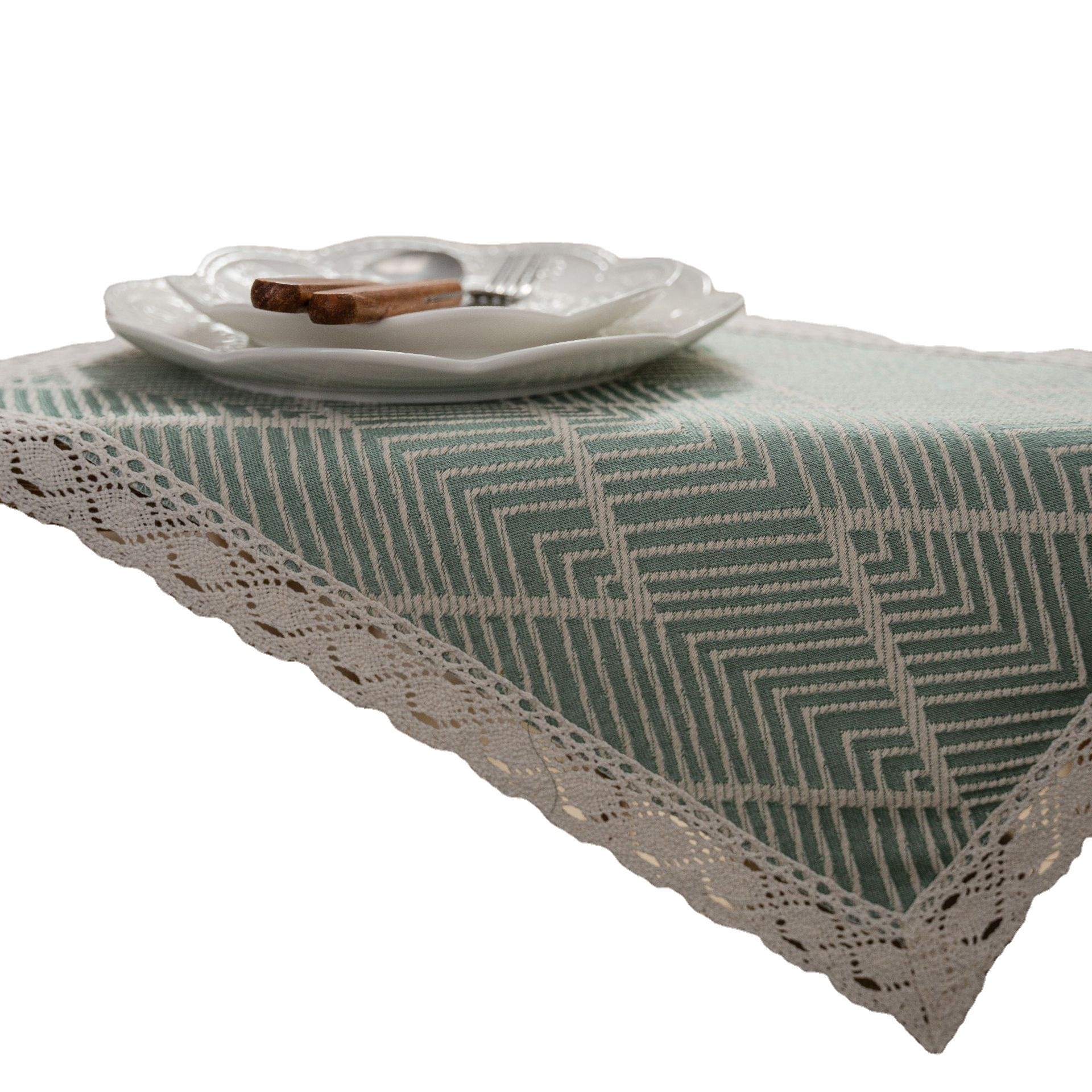 Nordic jacquard geometric table flags, tassels, green tea flags, dining flags, long polyester-cotton tablecloths, factory direct supply Application Scenario