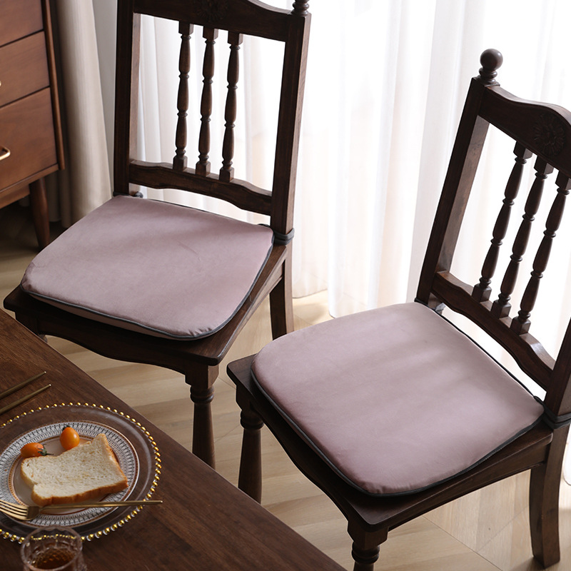 Wholesale of home Chinese-style dining chair and stool cushions with straps, velvet anti-slip seat cushions, solid color in winter, detachable and washable details Picture