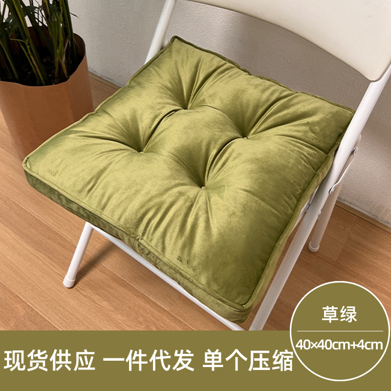 Thickened solid color velvet chair cushions for the bedroom floor, square anti-slip strap floor cushions suitable for all seasons Item Picture