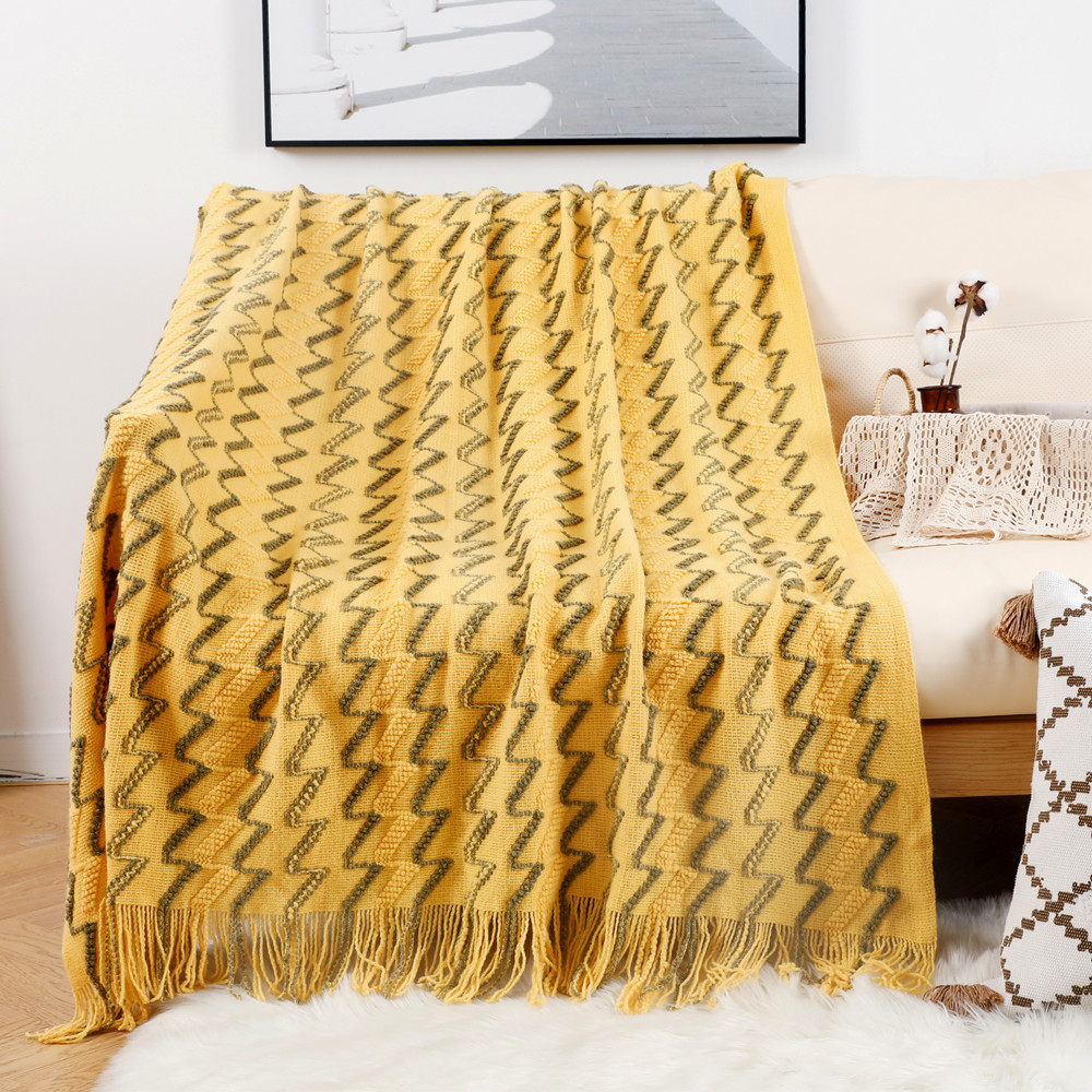 Sofa blanket, knitted blanket, Nordic sofa towel, cover fabric, fringed woolen blanket, air conditioning blanket, nap blanket, pillowbed blanket details Picture