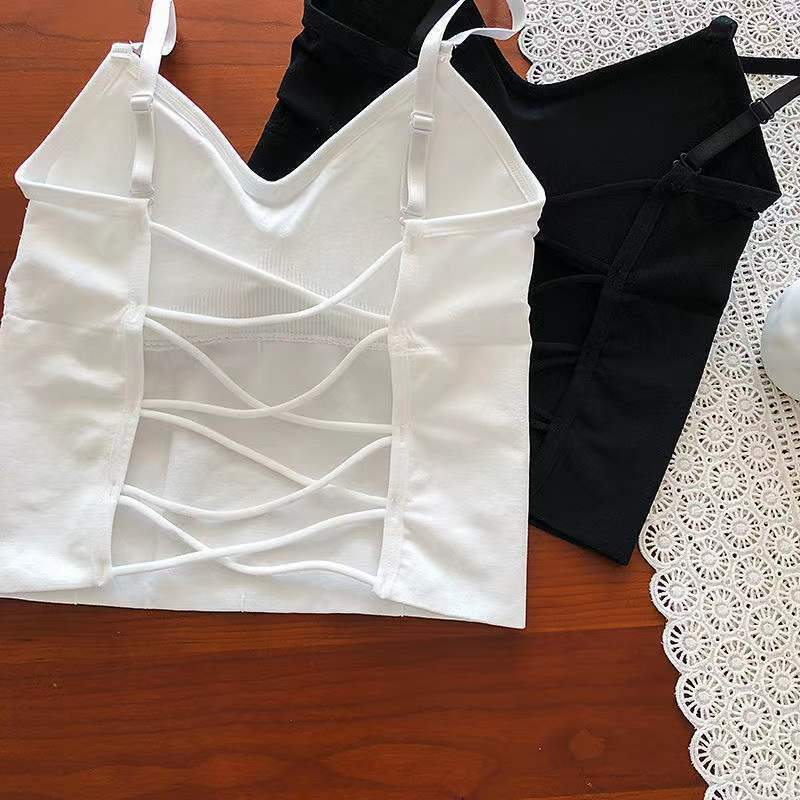 性感吊带背心女带胸垫网红百搭外穿纯色短款辣妹内搭打底抹胸上衣详情9