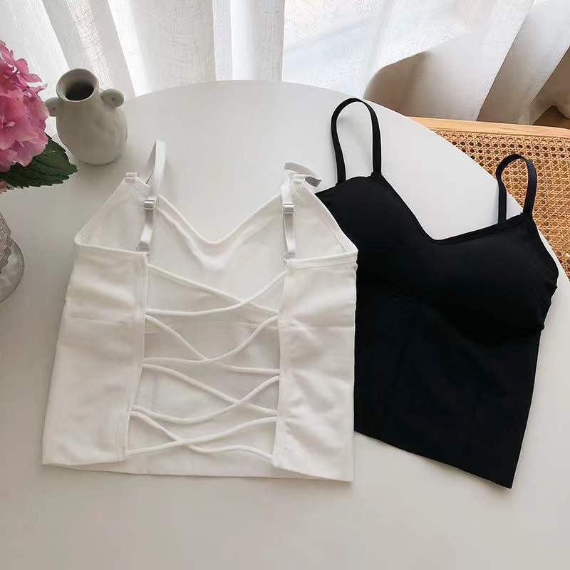 性感吊带背心女带胸垫网红百搭外穿纯色短款辣妹内搭打底抹胸上衣详情3