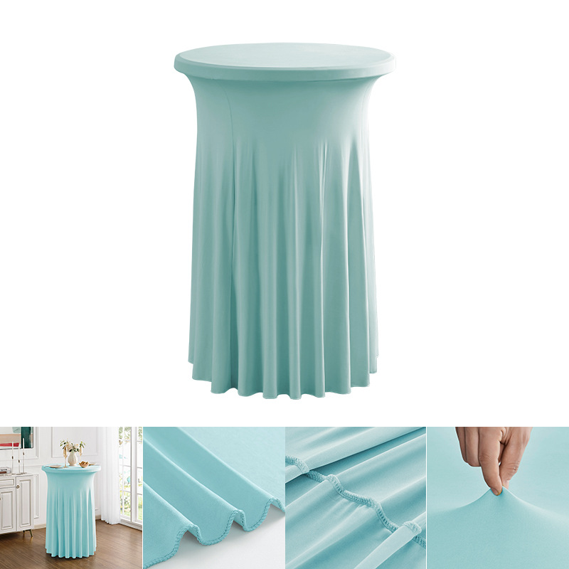 批发现代简约高级感红色商用会议鸡尾酒吧台套圆形太阳裙弹力桌套详情4