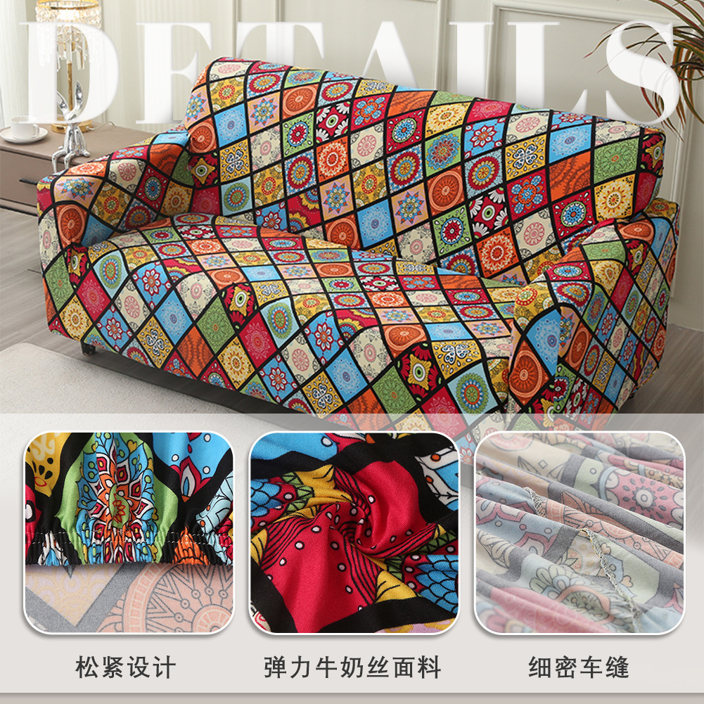 Cross-border stretch printed sofa cover, Bohemian-style fabric home sofa cover, all-season universal wholesale package