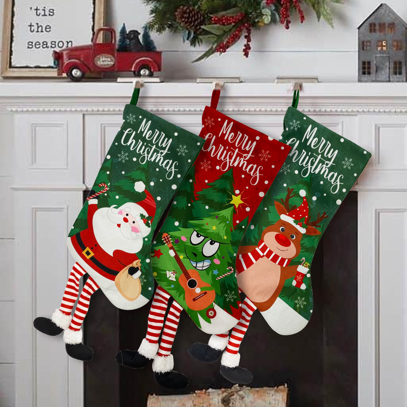 Cross-border new cartoon old man snowman decorative socks for Christmas, reindeer Christmas tree, candy socks manufacturer Specification image