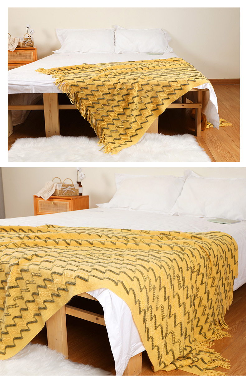 Sofa blanket, knitted blanket, Nordic sofa towel, cover fabric, fringed woolen blanket, air conditioning blanket, nap blanket, pillowbed blanket pic 7