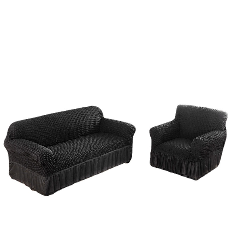 Customized cross-border solid color bubble yarn popcorn sofa cover for living room combination anti-slip elastic sofa dust cover Application Scenario
