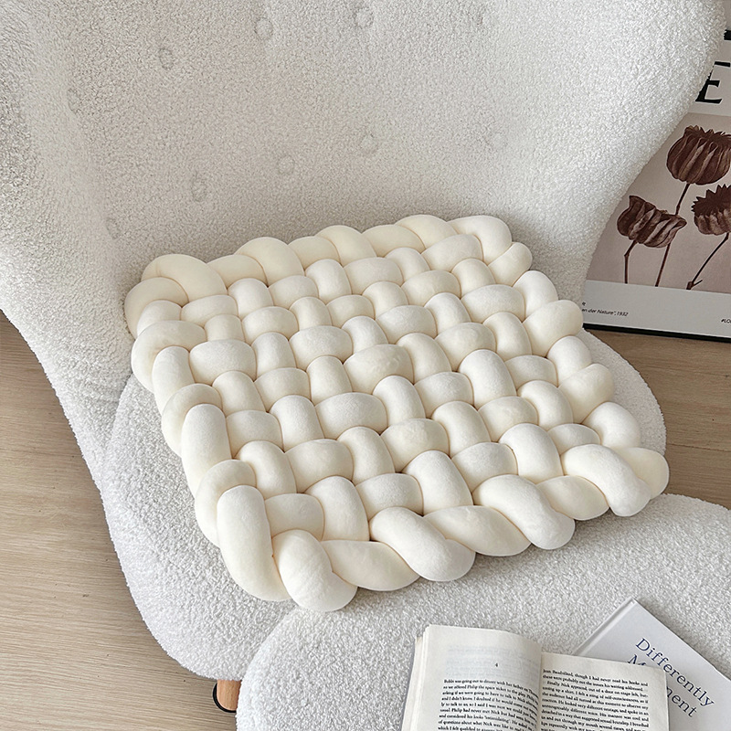 ins influencer home living room decoration sofa cushions, headboard cushions, solid-color hand-woven seat cushions Item Picture