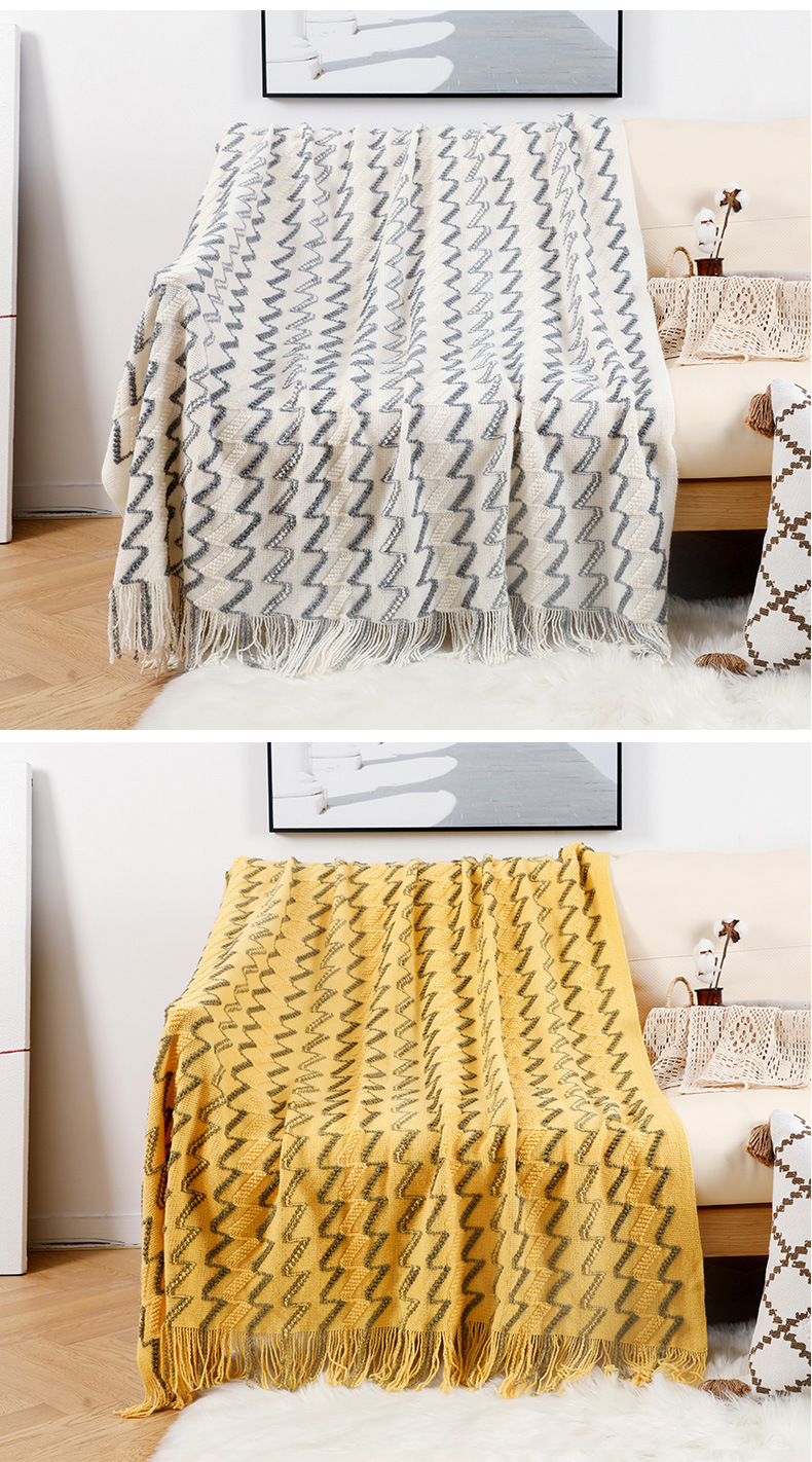 Sofa blanket, knitted blanket, Nordic sofa towel, cover fabric, fringed woolen blanket, air conditioning blanket, nap blanket, pillowbed blanket pic 9