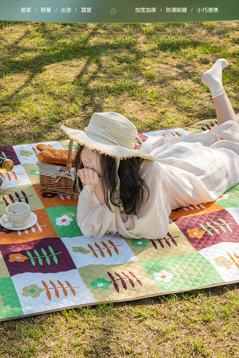 Outdoor camping picnic mat, spring outing photo background fabric, thickened waterproof Oxford fabric, ultrasonic foldable picnic mat pic 9
