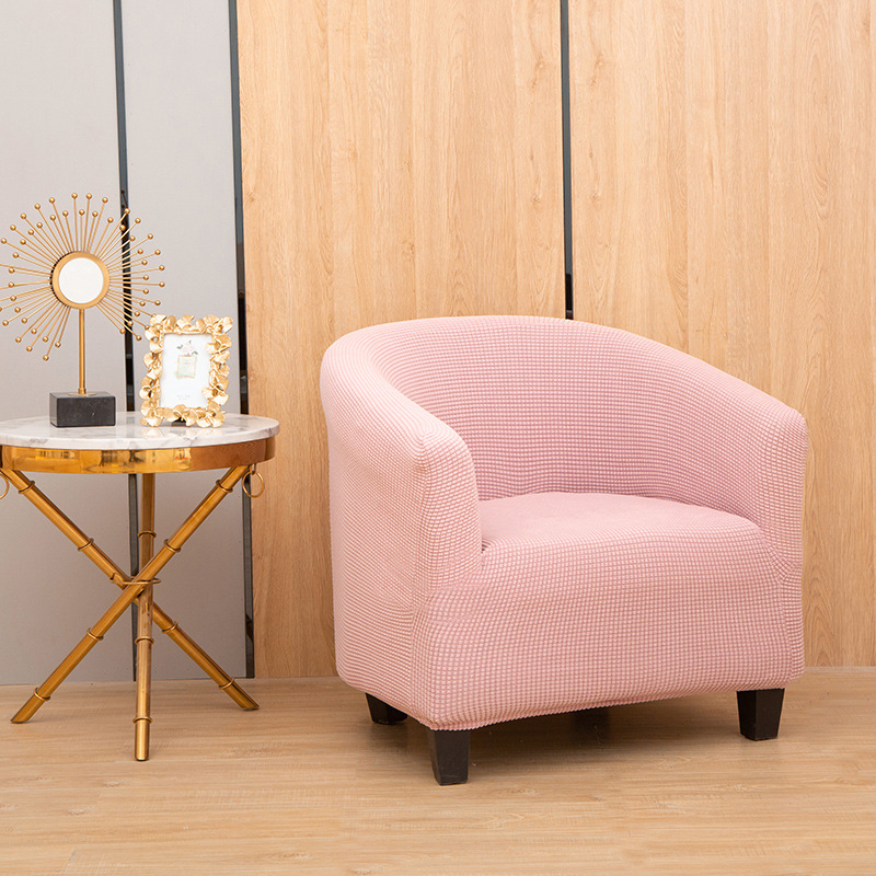 Cross-border solid color corn wool round sofa cover, fully enclosed semi-circular coffee shop chair cover, Internet cafe hotel sofa chair cover Item Picture