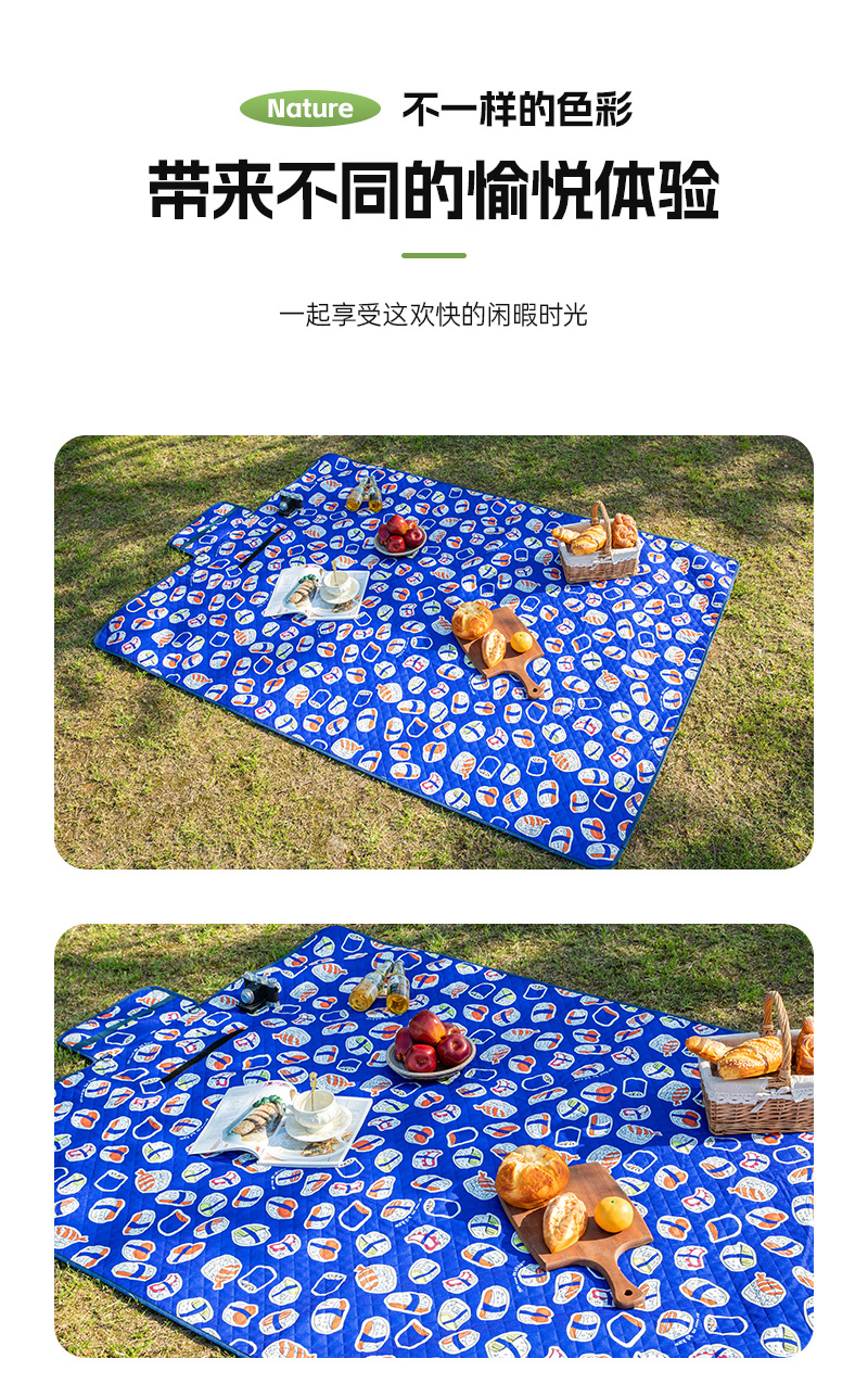 Outdoor camping picnic mat, spring outing photo background fabric, thickened waterproof Oxford fabric, ultrasonic foldable picnic mat pic 13