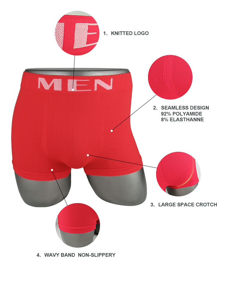 批发跨境无缝男士平角内裤锦纶MEN BOXER BRIEFS 本命年四角裤头详情6