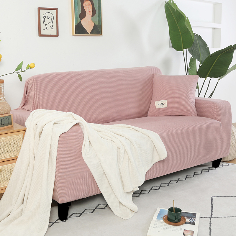 Cross-border solid color corn kernel universal sofa cover, living room combination, anti-slip full package sofa dust cover, factory quality goods Specification image