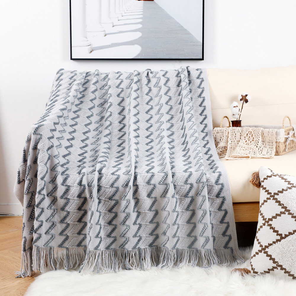 Sofa blanket, knitted blanket, Nordic sofa towel, cover fabric, fringed woolen blanket, air conditioning blanket, nap blanket, pillowbed blanket Specification image