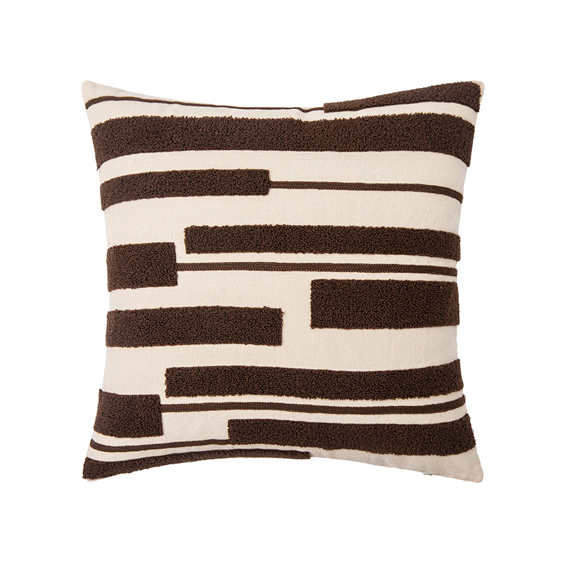 Ins-style geometric embroidery throw pillow, Maillard color sofa cushion cover, modern and simple knitted back pillow, waist pillow Application Scenario