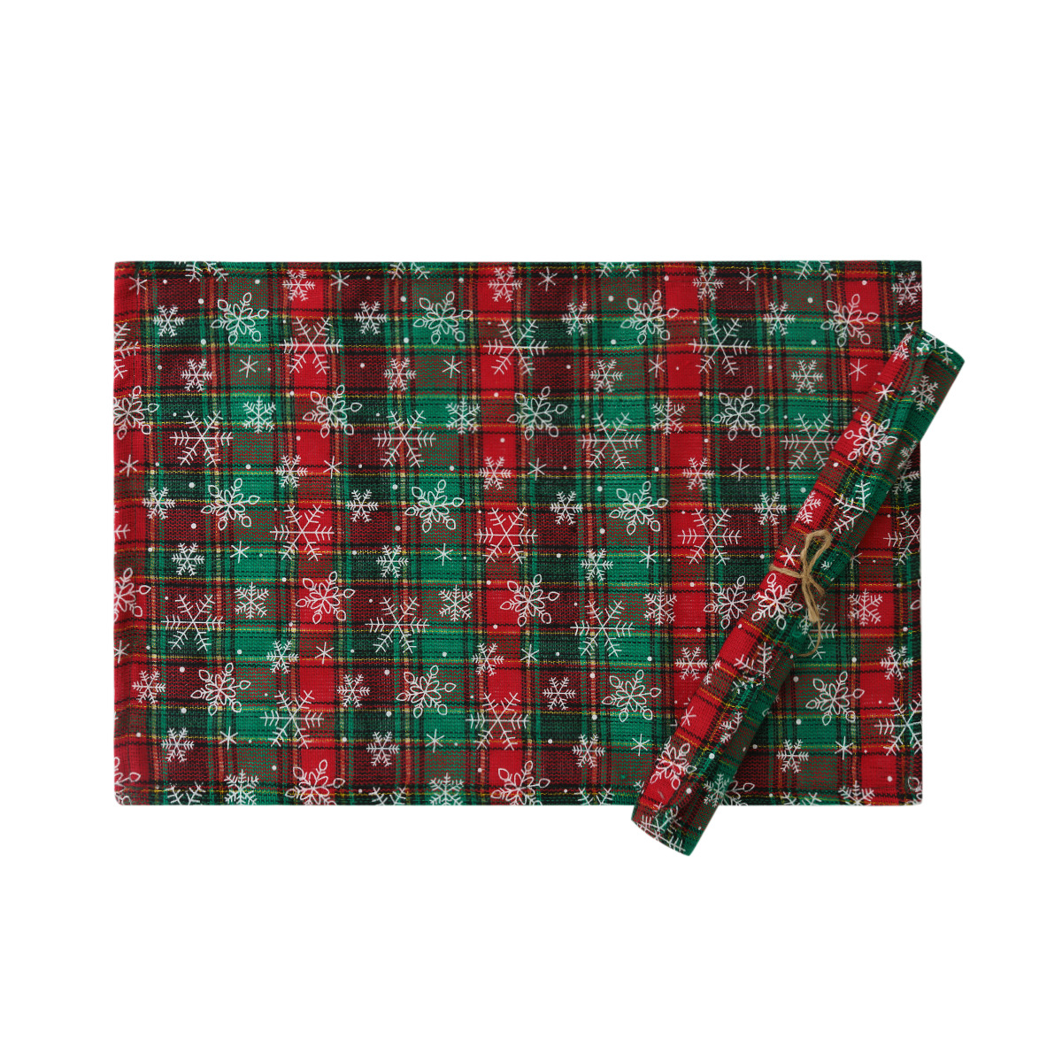 New Year Green Snowflake checkered table flag placemats wholesale Christmas decoration kitchen New Year Western table MATS and tableware MATS Application Scenario