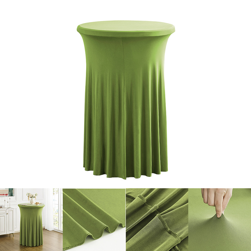 批发现代简约高级感红色商用会议鸡尾酒吧台套圆形太阳裙弹力桌套详情13