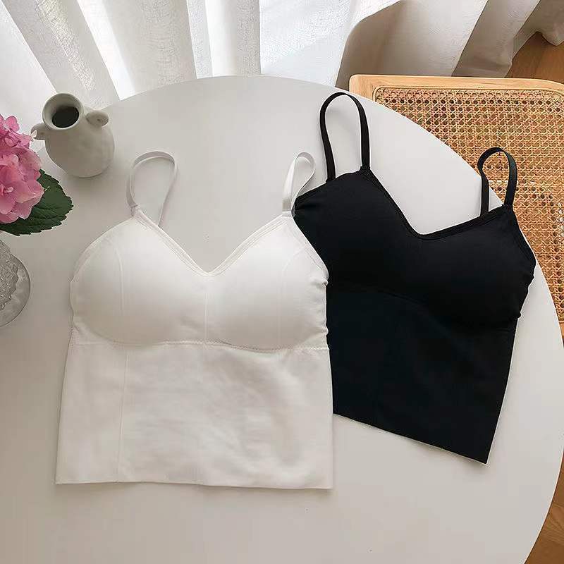 性感吊带背心女带胸垫网红百搭外穿纯色短款辣妹内搭打底抹胸上衣详情4
