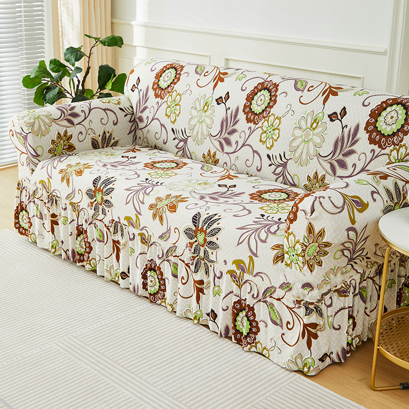 Wholesale of elastic sofa covers, full coverage, Nordic style sand hair covers, anti-slip fabric skirt sofa covers, cross-border Item Picture