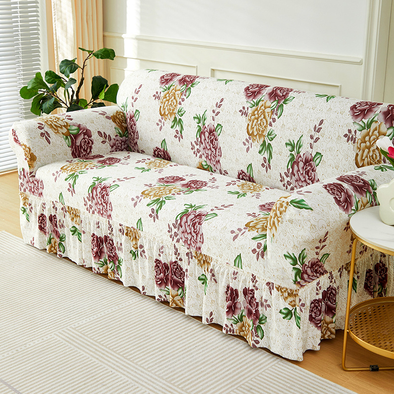Wholesale of elastic sofa covers, full coverage, Nordic style sand hair covers, anti-slip fabric skirt sofa covers, cross-border Specification image