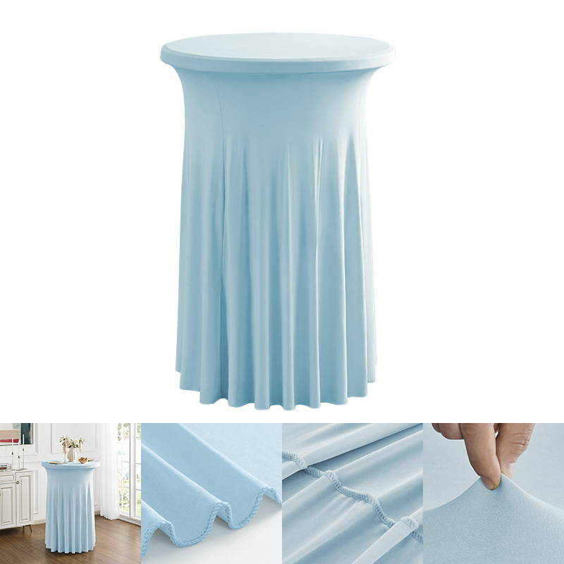 批发现代简约高级感红色商用会议鸡尾酒吧台套圆形太阳裙弹力桌套详情7