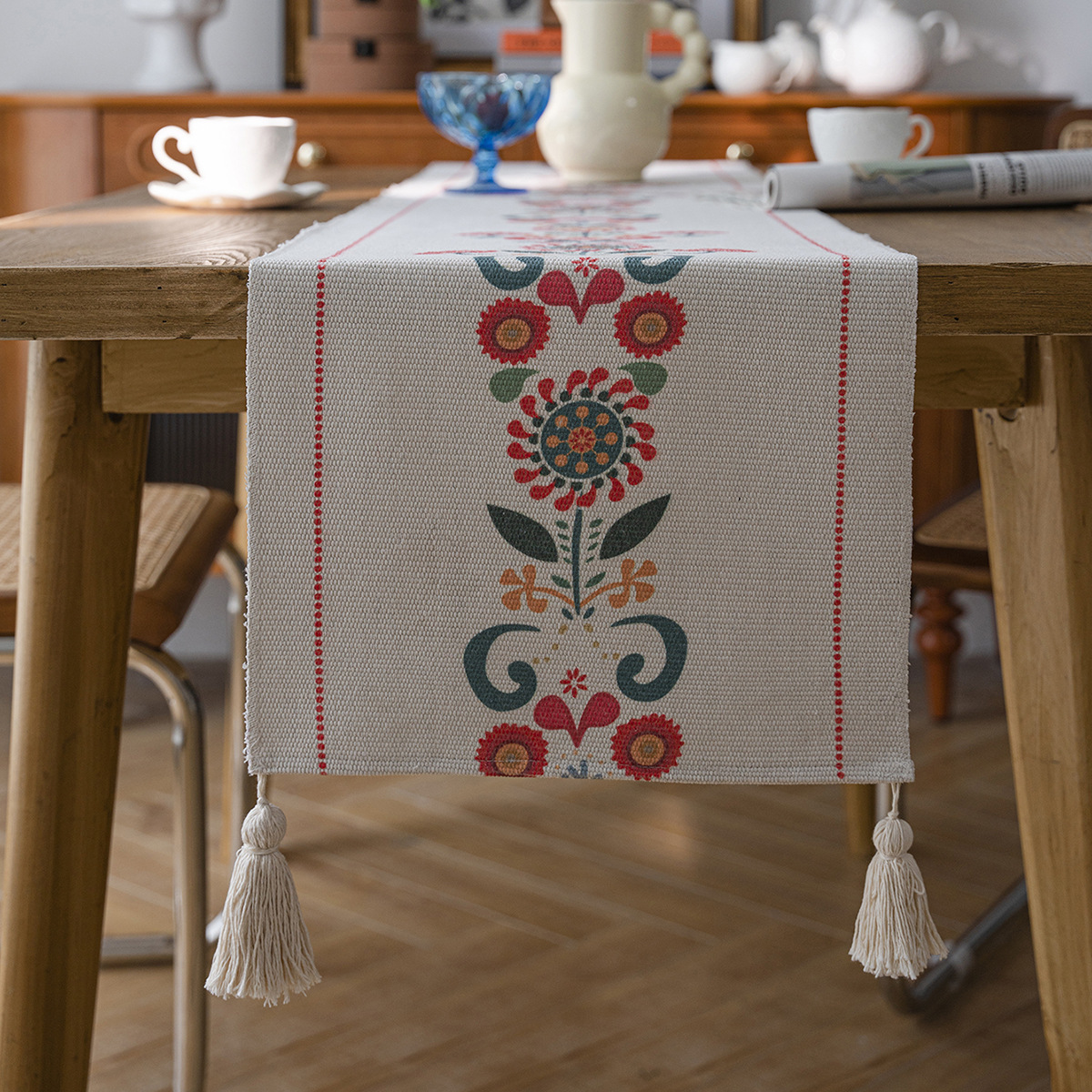 The Bohemian fringed geometric rhombus dining table fabric beautifies and decorates the entrance hall. Factory direct hair Item Picture