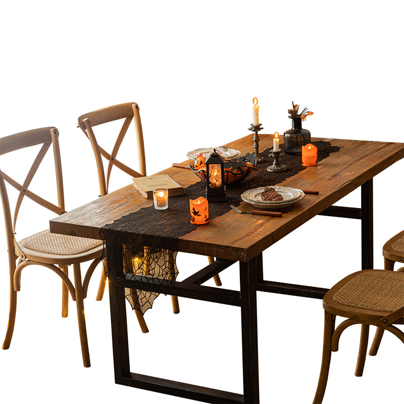Halloween lace black table flag, spider web, Ghost Festival party decoration tablecloth, American coffee table, long cover towel Application Scenario