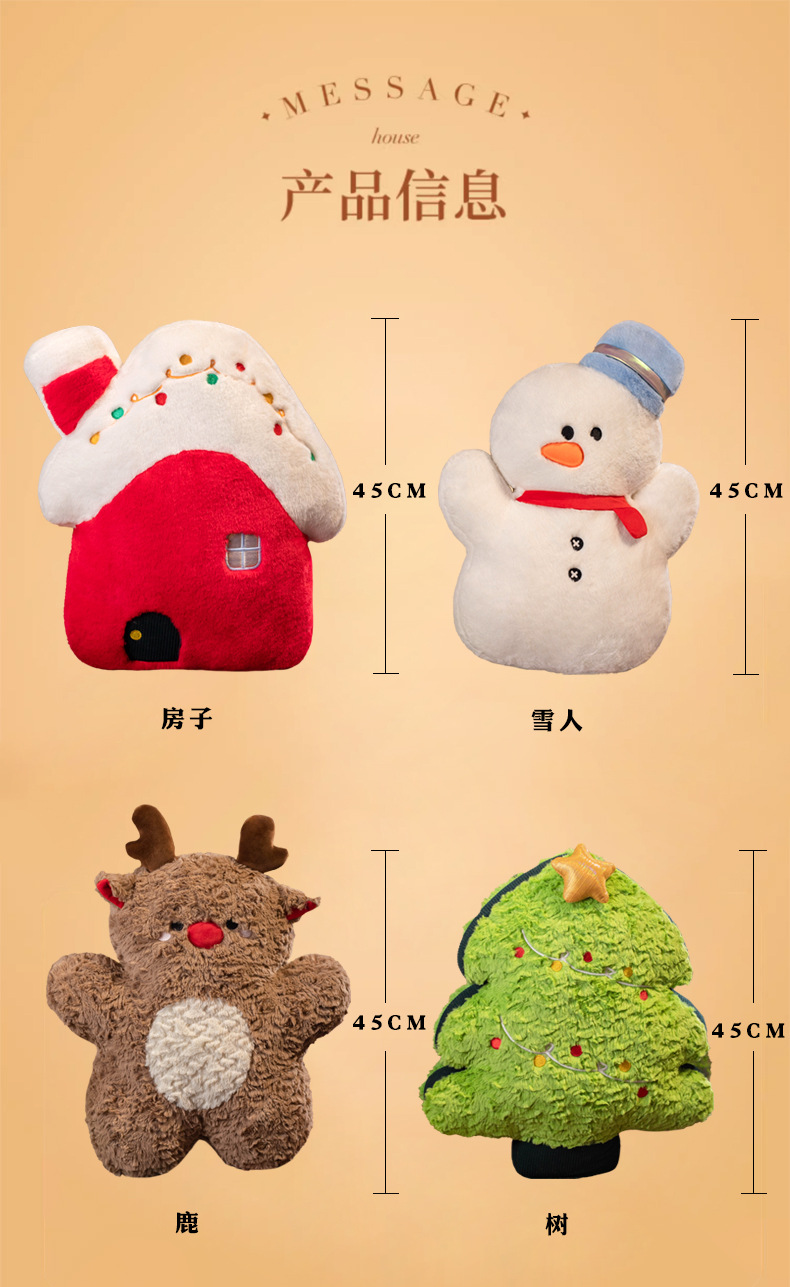 Three-dimensional Christmas plush pillow figurines for girls, cute snowman plush cushion gifts, festive atmosphere decoration cushions pic 3