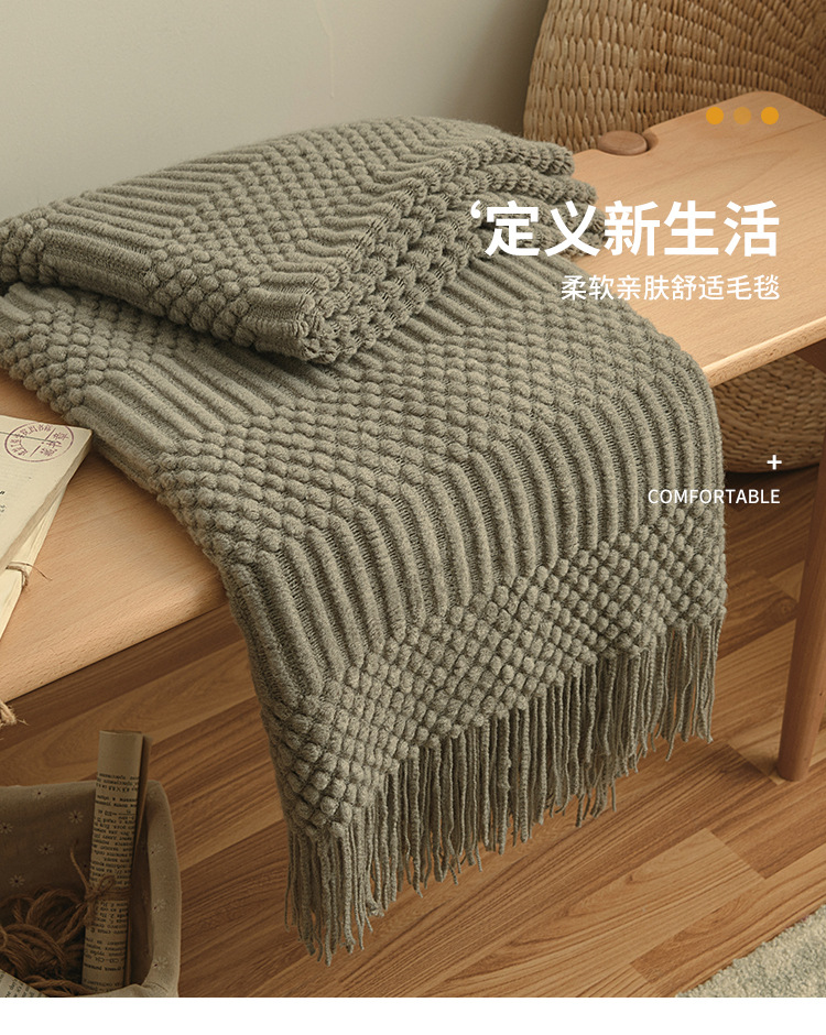 Cross-border knitted teak blanket cover blanket, casual sofa bed end blanket, sofa towel, office nap suitable for all four seasons pic 10