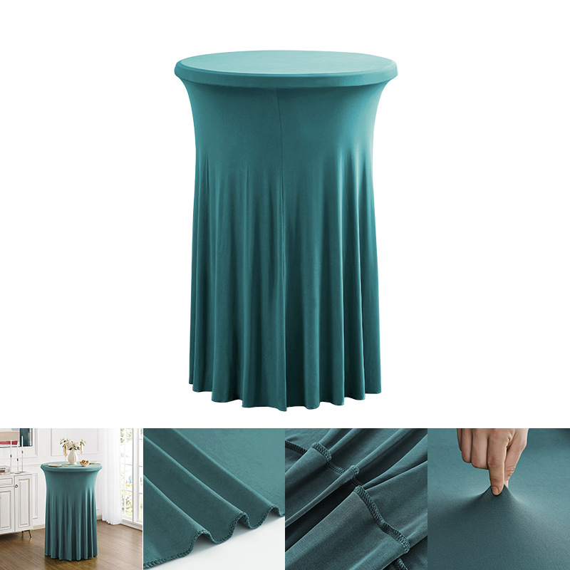 批发现代简约高级感红色商用会议鸡尾酒吧台套圆形太阳裙弹力桌套详情16