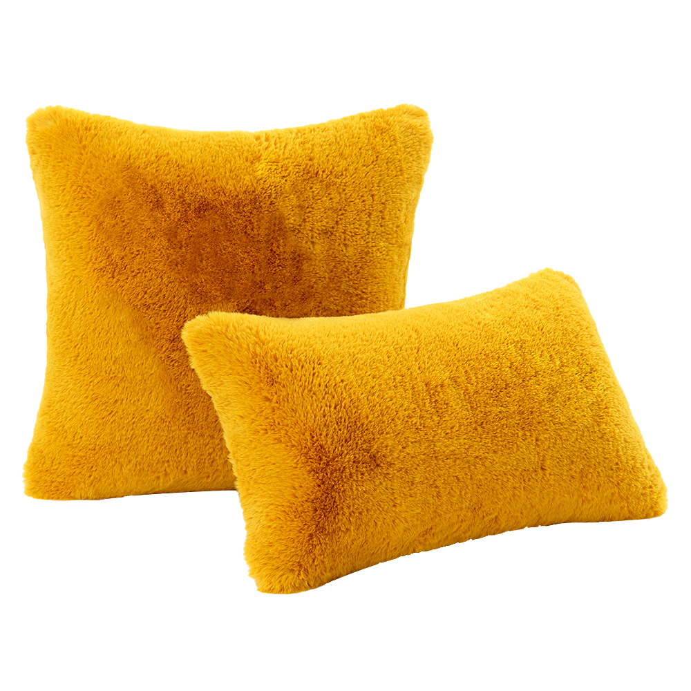 Rabbit fur soft and girlish ins bay window pillow sofa plush solid color cushion pillowcase Specification image