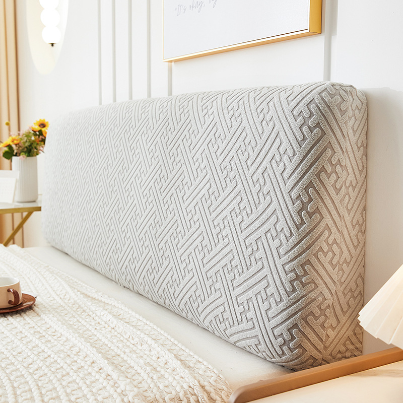 New solid color jacquard bedhead cover, modern and simple full-cover headboard backrest dust cover, soft headboard cover Specification image